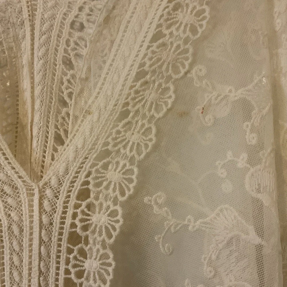 CUPIO Ivory Boho Lace Crochet Butterfly Appliqué Fairy Whimsy Top Blouse SZ S - Picture 5 of 10